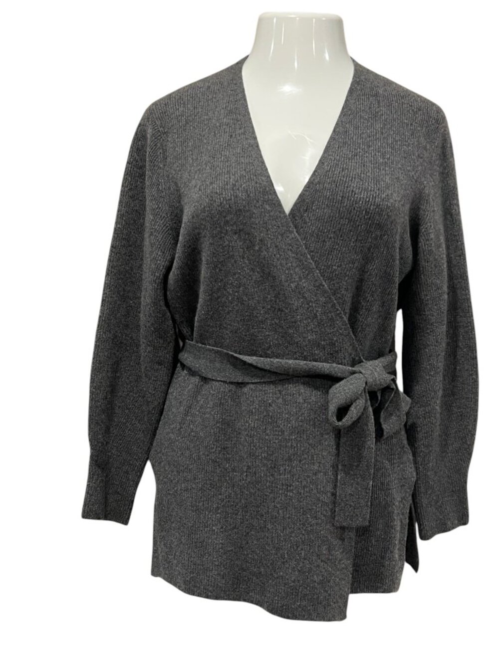 Athleta Alpine Wrap Sweater Fine Wool & Cashmere, Charcoal, XL